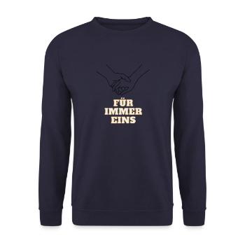 Valentinstag - Für immer eins - Unisex Pullover - Navy - Vorne - Alina (178cm) & Michal (187cm)