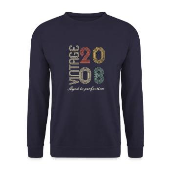 Geburtstagsgeschenk 16 Jahre alt - 2008 - Unisex Pullover - Navy - Vorne - Alina (178cm) & Michal (187cm)