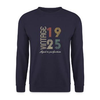 Cadeau d’anniversaire 99 ans - 1925 - Sweat-shirt Unisexe - marine - Devant - Alina (178cm) & Michal (187cm)