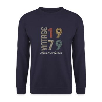 45 Years Anniversary Gift - 1979 - Unisex Sweatshirt - navy - Front - Alina (178cm) & Michal (187cm)