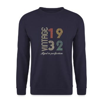 92 Jahre Geburtstagsgeschenk - 1932 - Unisex Pullover - Navy - Vorne - Alina (178cm) & Michal (187cm)