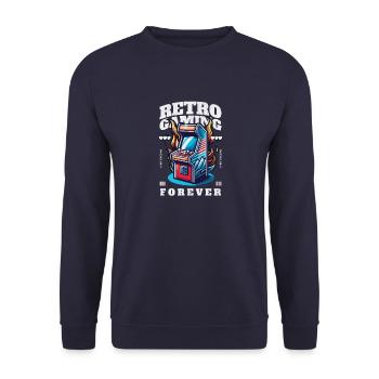 Retro Gaming Forever - Unisex Sweatshirt - navy - Front - Alina (178cm) & Michal (187cm)
