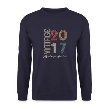 7 Year Anniversary Gift - 2017 - Unisex Sweatshirt - navy - Front - Alina (178cm) & Michal (187cm)