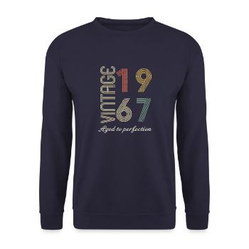 57 Birthday Gift - 1967 - Unisex Sweatshirt - navy - Front - Alina (178cm) & Michal (187cm)