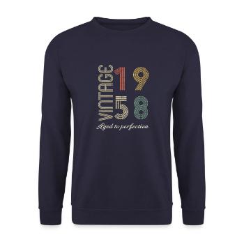 66 Years Birthday Gift - 1958 - Unisex Sweatshirt - navy - Front - Alina (178cm) & Michal (187cm)