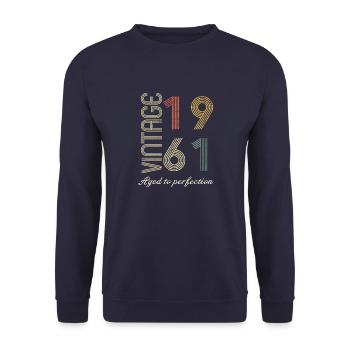 Cadeau d’anniversaire 63 ans - 1961 - Sweat-shirt Unisexe - marine - Devant - Alina (178cm) & Michal (187cm)