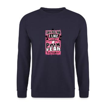 Je suis un vrai homme ! J’aime Paintball douleur et peur - Sweat-shirt Unisexe - marine - Devant - Alina (178cm) & Michal (187cm)