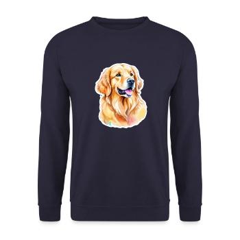 Golden Retriever Wasserfarben - Unisex Pullover - Navy - Vorne - Alina (178cm) & Michal (187cm)