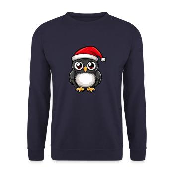 Eule Weihnachten Niedlich - Unisex Pullover - Navy - Vorne - Alina (178cm) & Michal (187cm)