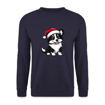 Border Collie Hund Weihnachten Niedlich - Unisex Pullover - Navy - Vorne - Alina (178cm) & Michal (187cm)