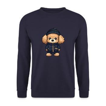 Pudel Hund Stylisch - Unisex Pullover - Navy - Vorne - Alina (178cm) & Michal (187cm)