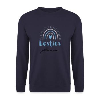 besties just like our moms | best friends - Unisex Pullover - Navy - Vorne - Alina (178cm) & Michal (187cm)