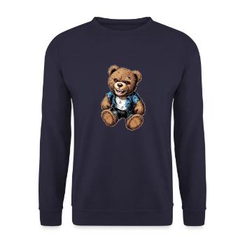 Teddy - Rock on ! - Unisex Sweatshirt - navy - Front - Alina (178cm) & Michal (187cm)