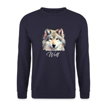 wolf - Unisex Sweatshirt - navy - Front - Alina (178cm) & Michal (187cm)