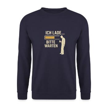 "I invite... please wait" – Coffee Edition - Unisex Sweatshirt - navy - Front - Alina (178cm) & Michal (187cm)
