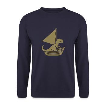 Cool Summer Sailboat T-Rex Silhouette - Unisex Sweatshirt - navy - Front - Alina (178cm) & Michal (187cm)