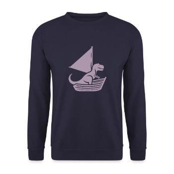 Cool Summer Sailboat T-Rex Silhouette - Unisex Sweatshirt - navy - Front - Alina (178cm) & Michal (187cm)