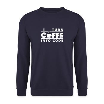 Je transforme le café en code - Programmeur (Enfer) - Sweat-shirt Unisexe - marine - Devant - Alina (178cm) & Michal (187cm)