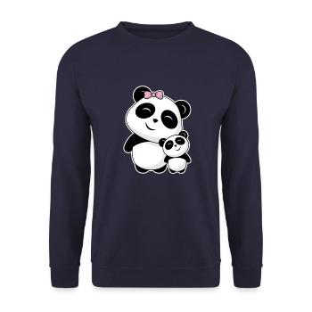 Niedliche Pandas Panda Geschwister Freunde Familie - Unisex Pullover - Navy - Vorne - Alina (178cm) & Michal (187cm)