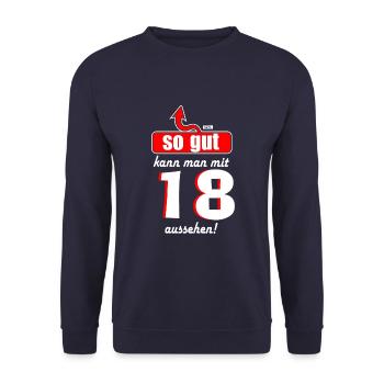 So Gut Kann Man Mit 18 Aussehen 18 Geburtstag HARI - Unisex Pullover - Navy - Vorne - Alina (178cm) & Michal (187cm)