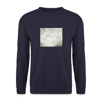 Facebook Post Thank You Watercolor Leaf Green - Unisex Sweatshirt - navy - Front - Alina (178cm) & Michal (187cm)