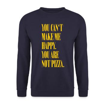 YOU CAN‘T MAKE ME HAPPY YOU ARE NOT PIZZA - Unisex Pullover - Navy - Vorne - Alina (178cm) & Michal (187cm)