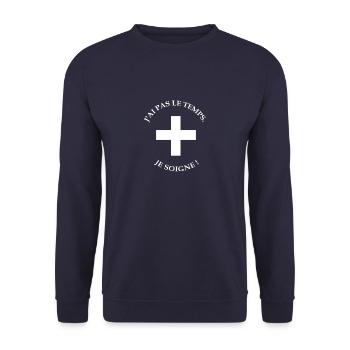 Ich habe keine Zeit. Ich kümmere mich um dich. - Unisex Pullover - Navy - Vorne - Alina (178cm) & Michal (187cm)