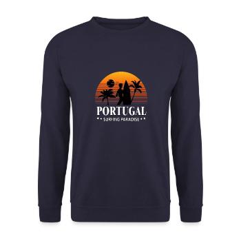 Surfing Paradise Portugal - Unisex Pullover - Navy - Vorne - Alina (178cm) & Michal (187cm)