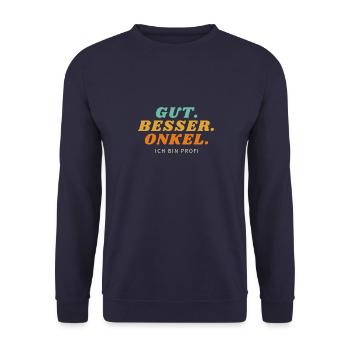 Retro gut besser Onkel - Unisex Pullover - Navy - Vorne - Alina (178cm) & Michal (187cm)
