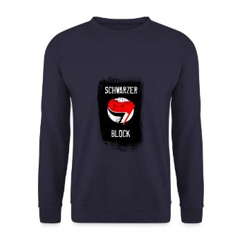 schwarzerblock ANTIFA schwarzer block ALERTA FCKNZ - Unisex Pullover - Navy - Vorne - Alina (178cm) & Michal (187cm)