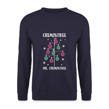 Xmas Pun Chemis Tree - Unisex Pullover - Navy - Vorne - Alina (178cm) & Michal (187cm)