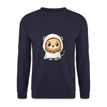 Löwe Halloween Lustig Geist - Unisex Pullover - Navy - Vorne - Alina (178cm) & Michal (187cm)