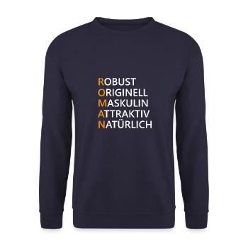 Roman Name Geschenk - Unisex Pullover - Navy - Vorne - Alina (178cm) & Michal (187cm)