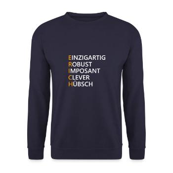 Erich Name Geschenk - Unisex Pullover - Navy - Vorne - Alina (178cm) & Michal (187cm)