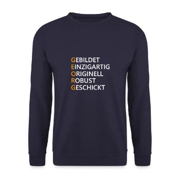 Georg Name Geschenk - Unisex Pullover - Navy - Vorne - Alina (178cm) & Michal (187cm)