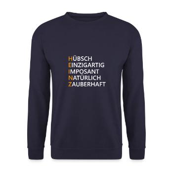 Heinz Name Geschenk - Unisex Pullover - Navy - Vorne - Alina (178cm) & Michal (187cm)