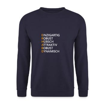 Erhard Name Geschenk - Unisex Pullover - Navy - Vorne - Alina (178cm) & Michal (187cm)
