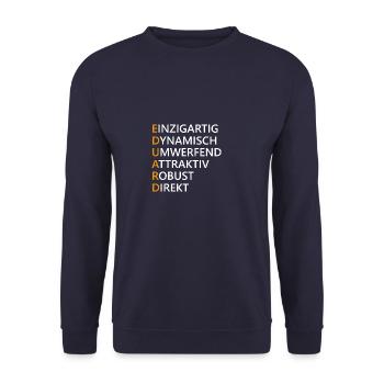 Eduard Name Geschenk - Unisex Pullover - Navy - Vorne - Alina (178cm) & Michal (187cm)