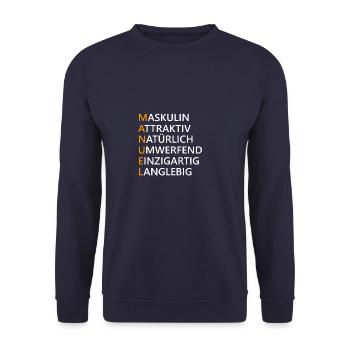 Manuel Name Geschenk - Unisex Pullover - Navy - Vorne - Alina (178cm) & Michal (187cm)