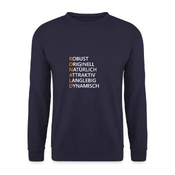 Ronald Name Geschenk - Unisex Pullover - Navy - Vorne - Alina (178cm) & Michal (187cm)