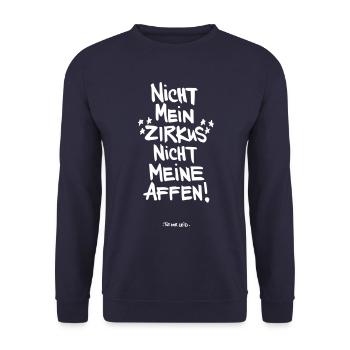 Nicht Mein Zirkus Nicht Meine Affen Spruch - Unisex Pullover - Navy - Vorne - Alina (178cm) & Michal (187cm)