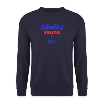 Sibelius, sauna et sisu - Sweat-shirt Unisexe - marine - Devant - Alina (178cm) & Michal (187cm)