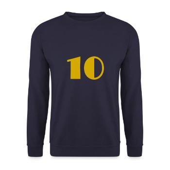 10. 10 JAHRE. 10-JÄHRIGES JUBILÄUM. GEBURTSTAG 10 JAHRE - Unisex Pullover - Navy - Vorne - Alina (178cm) & Michal (187cm)