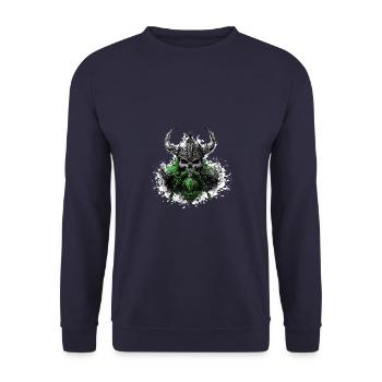 Wikinger Odin Totenkopf - Unisex Pullover - Navy - Vorne - Alina (178cm) & Michal (187cm)