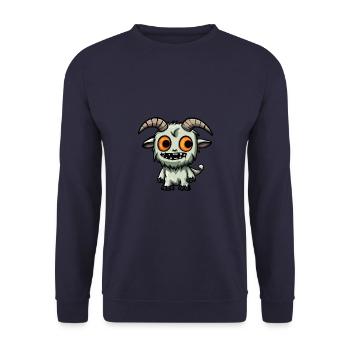 Bergziege Halloween Lustig Zombie - Unisex Pullover - Navy - Vorne - Alina (178cm) & Michal (187cm)