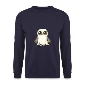 Eule Halloween Lustig Geist - Unisex Pullover - Navy - Vorne - Alina (178cm) & Michal (187cm)