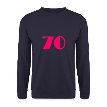 70. GEBURTSTAG. ALLES GUTE ZUM GEBURTSTAG! - Unisex Pullover - Navy - Vorne - Alina (178cm) & Michal (187cm)
