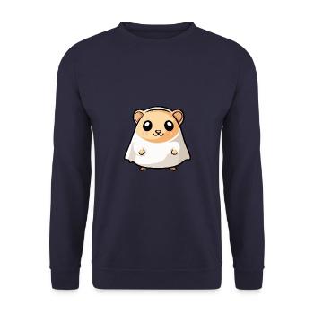 Hamster Halloween Lustig Geist - Unisex Pullover - Navy - Vorne - Alina (178cm) & Michal (187cm)