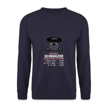 Ohne Schanuzer ist alles doof - Unisex Pullover - Navy - Vorne - Alina (178cm) & Michal (187cm)