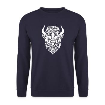 Weißer Bison - Unisex Pullover - Navy - Vorne - Alina (178cm) & Michal (187cm)